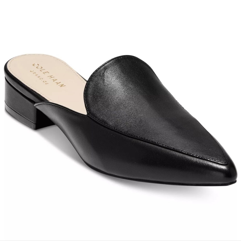 New COLE HAAN Women's Piper Mules Black Leather Shoes Size 8.5